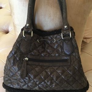 Big Buddha “J Kirra” fur trim drawstring Bag